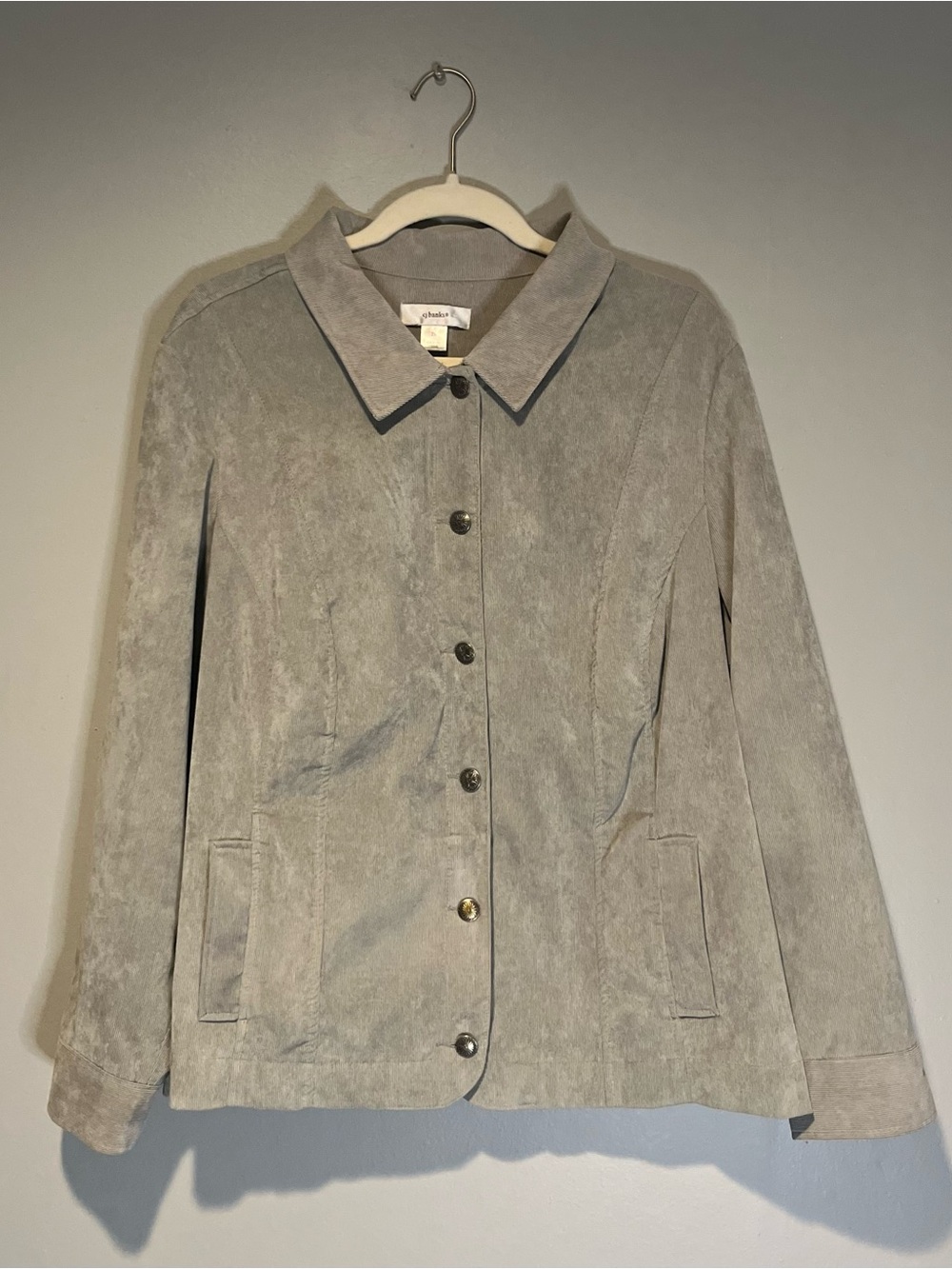 Christopher & Banks Size 2X Gray Corduroy Jacket Button Closure Welt Pockets